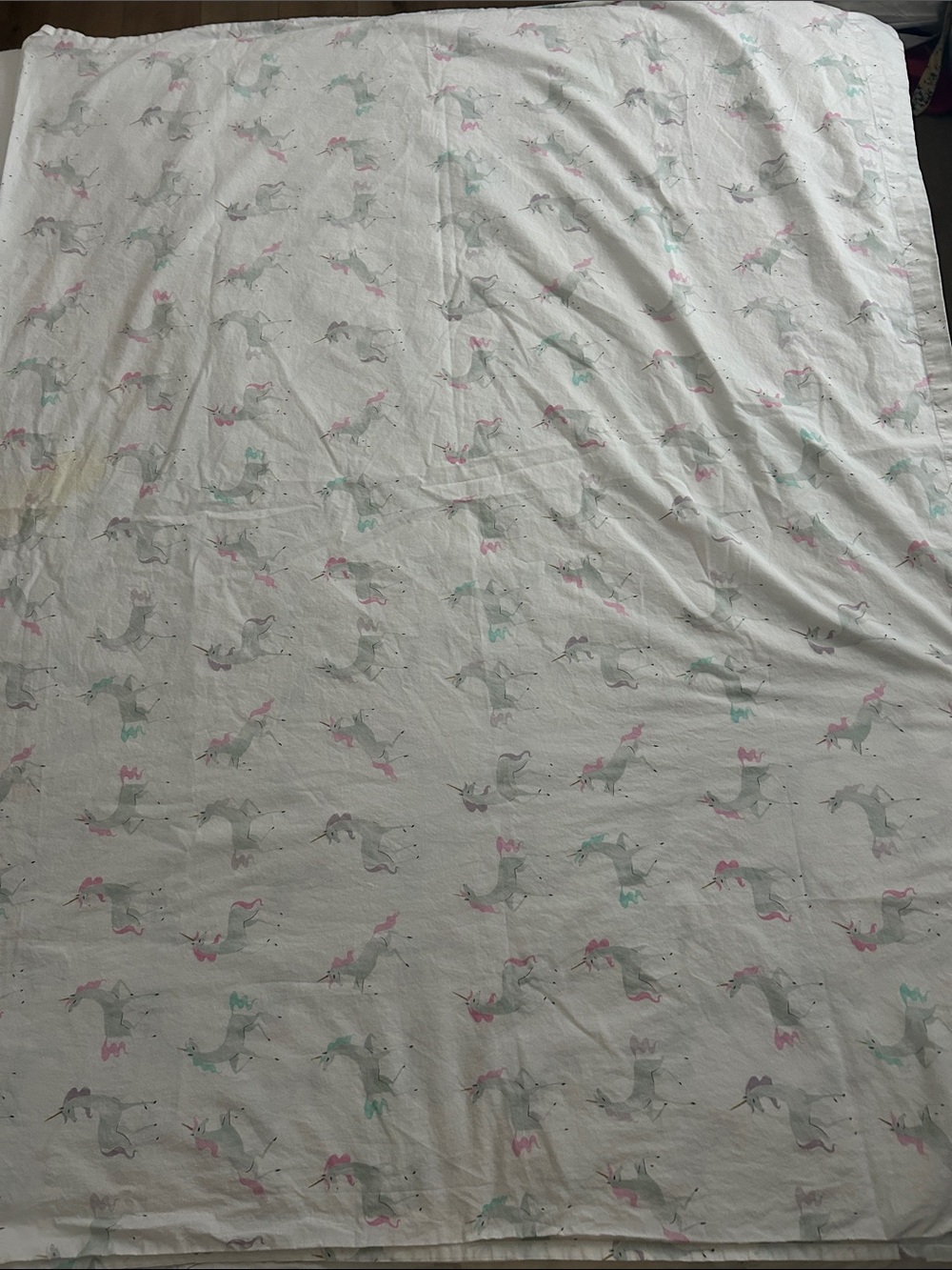 Pottery Barn Kids White Set of Sheets for Twin Bed with Pink & Teal Unicorns